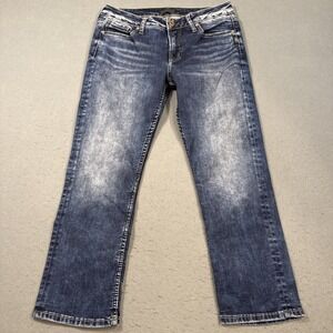 Silver Jeans Co Suki Capri Jeans Womens 31X22.5 Mid Rise Stretch Embroidered